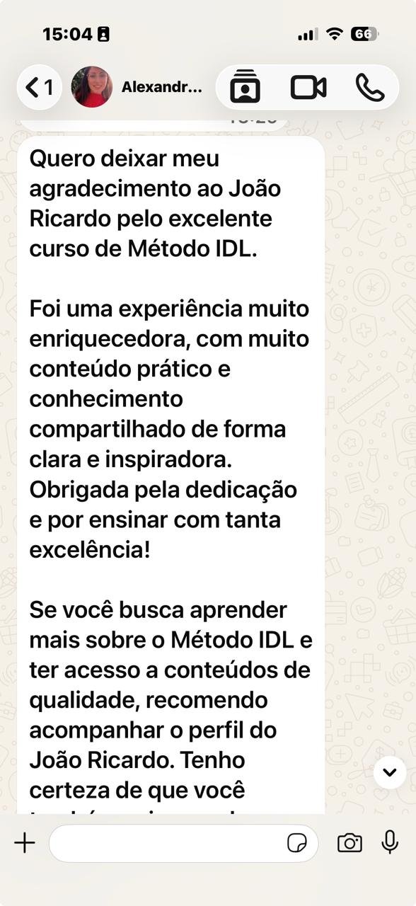 Depoimento de participante sobre o Método IDL